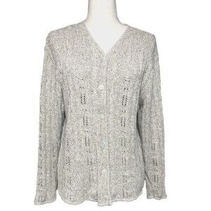 Woolrich womens premium open knit button cardigan sz L cottage cabincore Vintage
